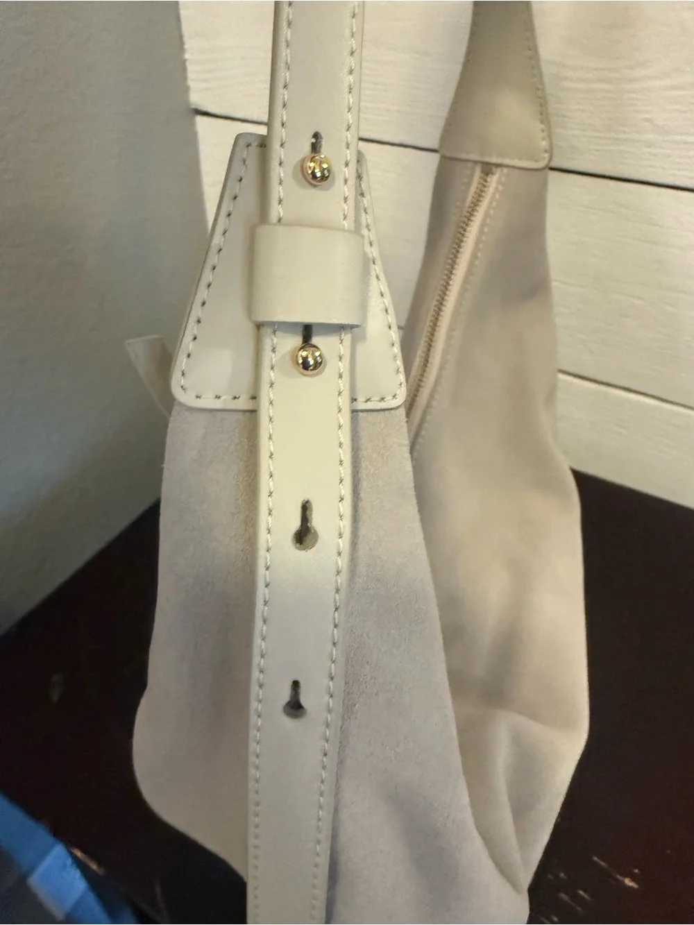 ✨ LOFT Cream Faux Suede Crescent Hobo Shoulder Bag | Minimalist Slouchy Purse